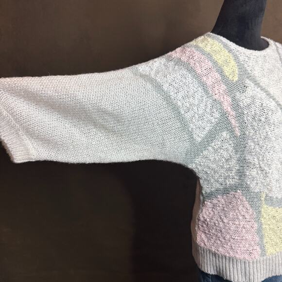 Vintage 80’s Pastel Boxy Geometric Knit Sweater Italy made women’s Medium - Picture 6 of 15